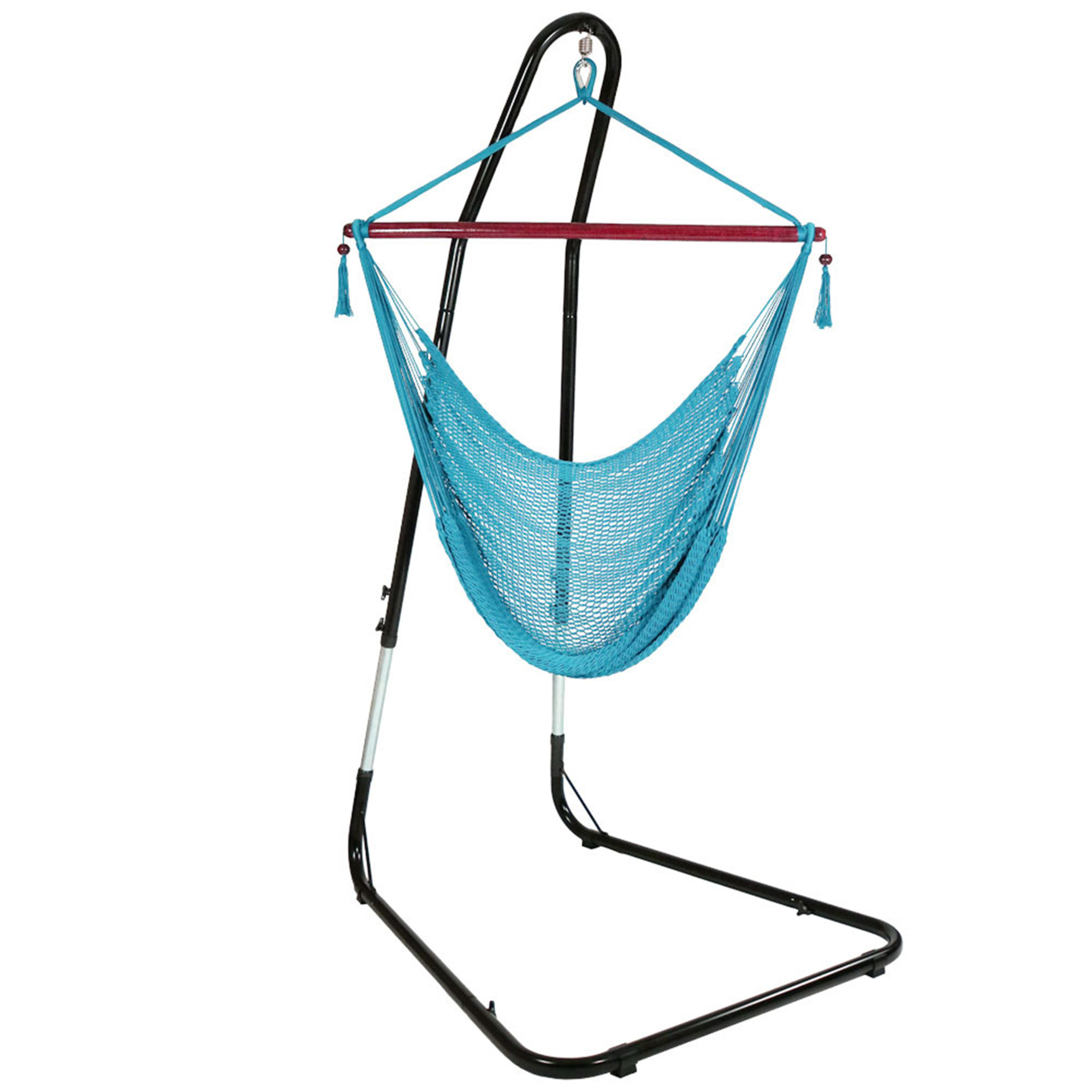Sunnydaze Decor, Caribbean XL Hammock with Adjustable Stand - Sky, Color Blue, Capacity 300 lb, Material Polyester, Model# CHC-SB-COMBO